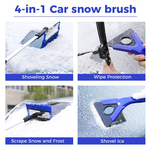 4-in-1 Extendable Snow Shovel Ice Scraper