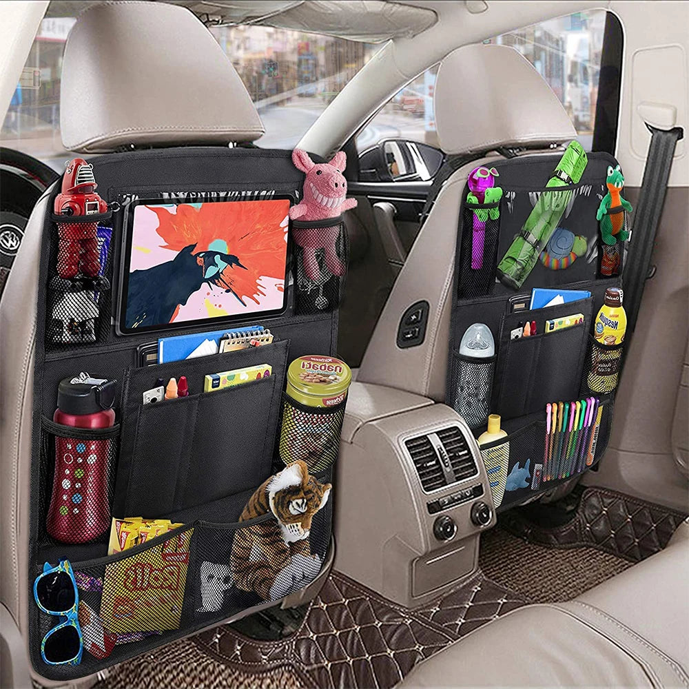 Car Backseat Organizer With Touch Screen Tablet Holder